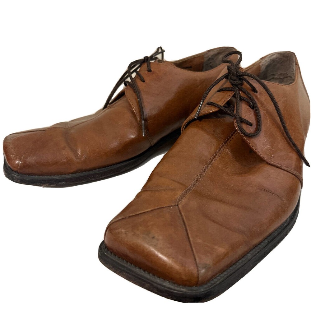 brown leather derby envelope toe size 11 leather dress shoe Stacy Adams